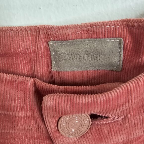 MOTHER Hopscotch Pink Looker Ankle Chew Corduroy Denim High Rise Skinny Jeans 29 - Picture 5 of 9